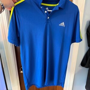 Adidas Kid’s Blue Performance Polo with Neon Trim